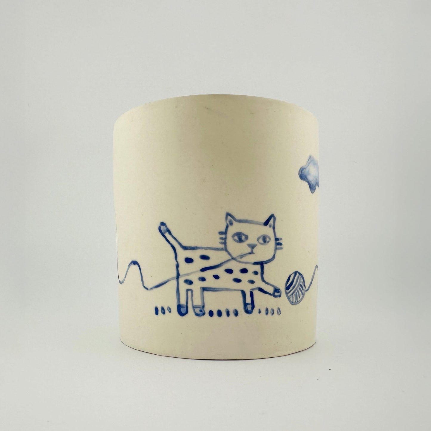 Cat With String Illustrated Planter