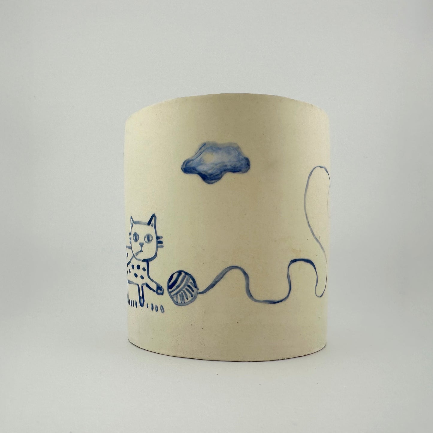Cat With String Illustrated Planter