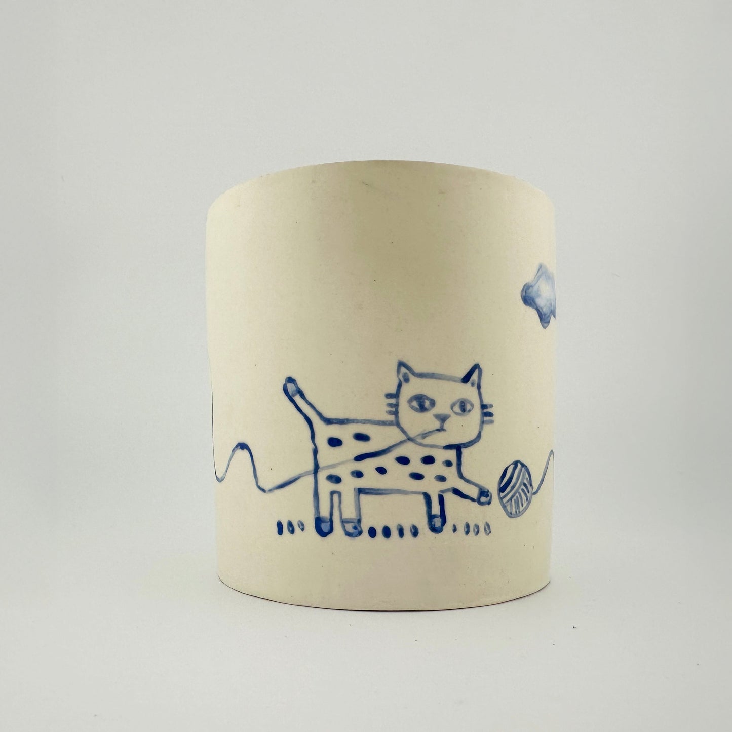 Cat With String Illustrated Planter